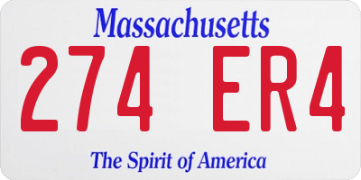 MA license plate 274ER4