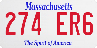 MA license plate 274ER6