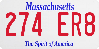 MA license plate 274ER8