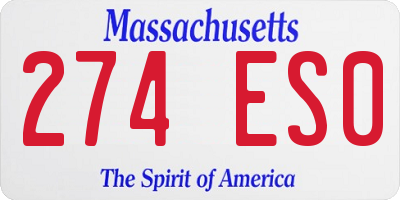 MA license plate 274ES0