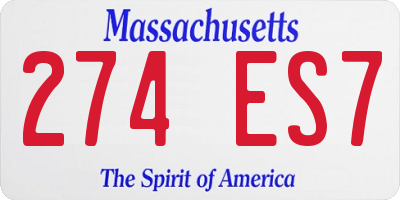 MA license plate 274ES7