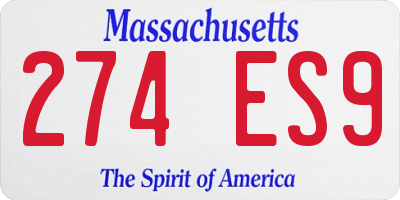 MA license plate 274ES9