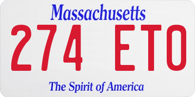 MA license plate 274ET0