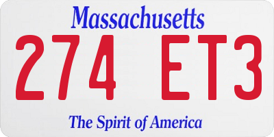MA license plate 274ET3