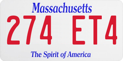 MA license plate 274ET4