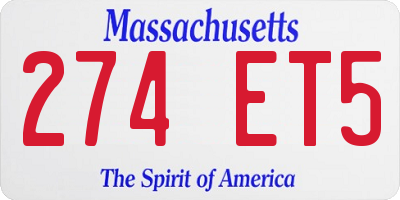 MA license plate 274ET5