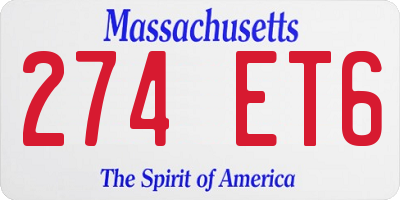 MA license plate 274ET6