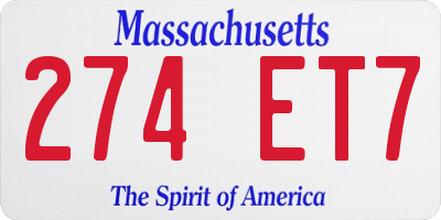 MA license plate 274ET7