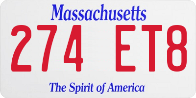 MA license plate 274ET8