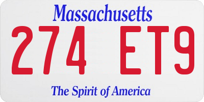 MA license plate 274ET9