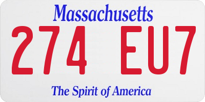 MA license plate 274EU7