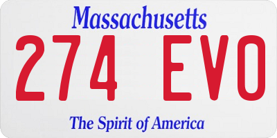 MA license plate 274EV0