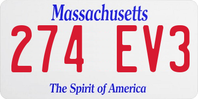 MA license plate 274EV3