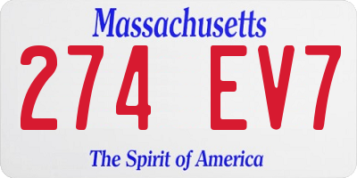 MA license plate 274EV7
