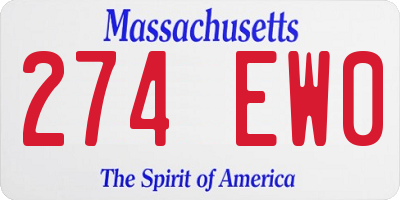 MA license plate 274EW0
