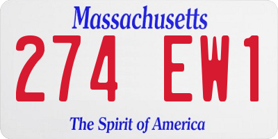 MA license plate 274EW1