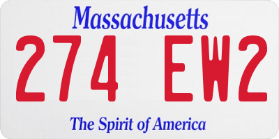 MA license plate 274EW2