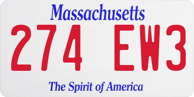 MA license plate 274EW3