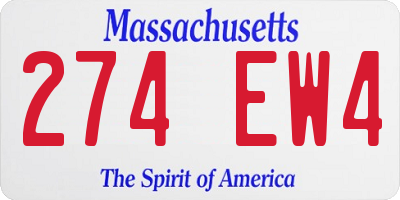 MA license plate 274EW4
