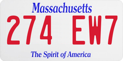 MA license plate 274EW7