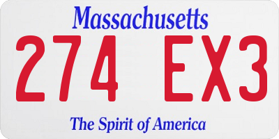 MA license plate 274EX3