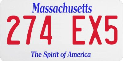 MA license plate 274EX5