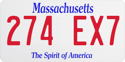 MA license plate 274EX7