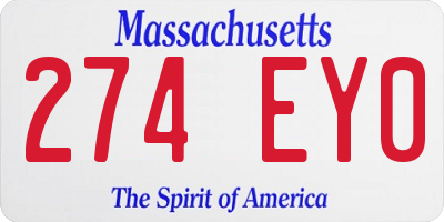 MA license plate 274EY0