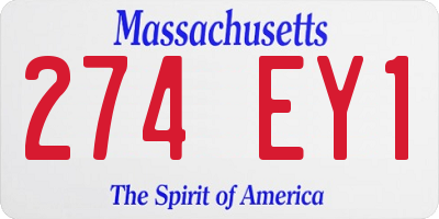 MA license plate 274EY1