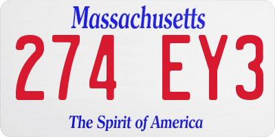 MA license plate 274EY3