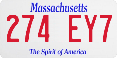 MA license plate 274EY7