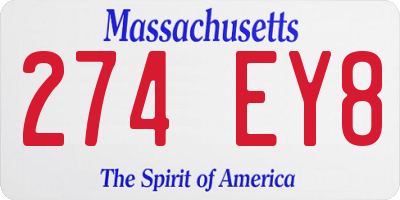 MA license plate 274EY8