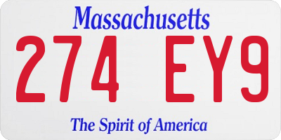MA license plate 274EY9