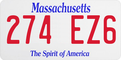 MA license plate 274EZ6