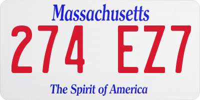 MA license plate 274EZ7