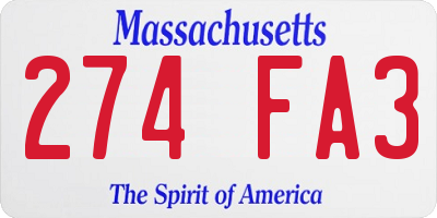 MA license plate 274FA3