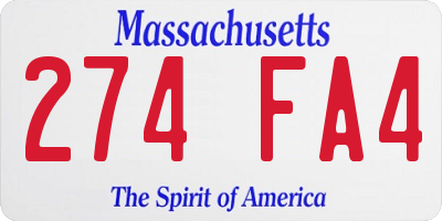 MA license plate 274FA4