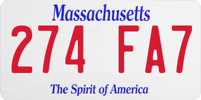 MA license plate 274FA7