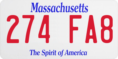 MA license plate 274FA8