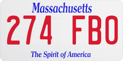 MA license plate 274FB0