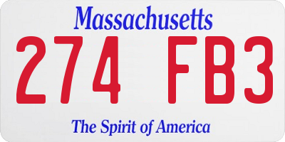 MA license plate 274FB3