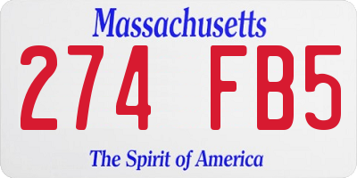 MA license plate 274FB5