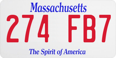 MA license plate 274FB7