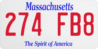MA license plate 274FB8