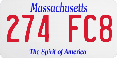 MA license plate 274FC8