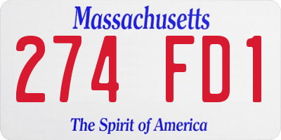MA license plate 274FD1