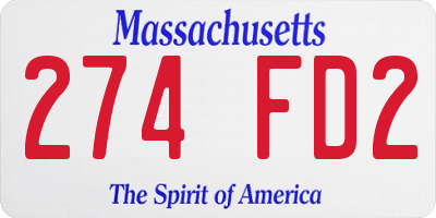MA license plate 274FD2