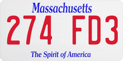 MA license plate 274FD3