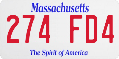 MA license plate 274FD4