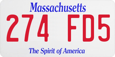MA license plate 274FD5